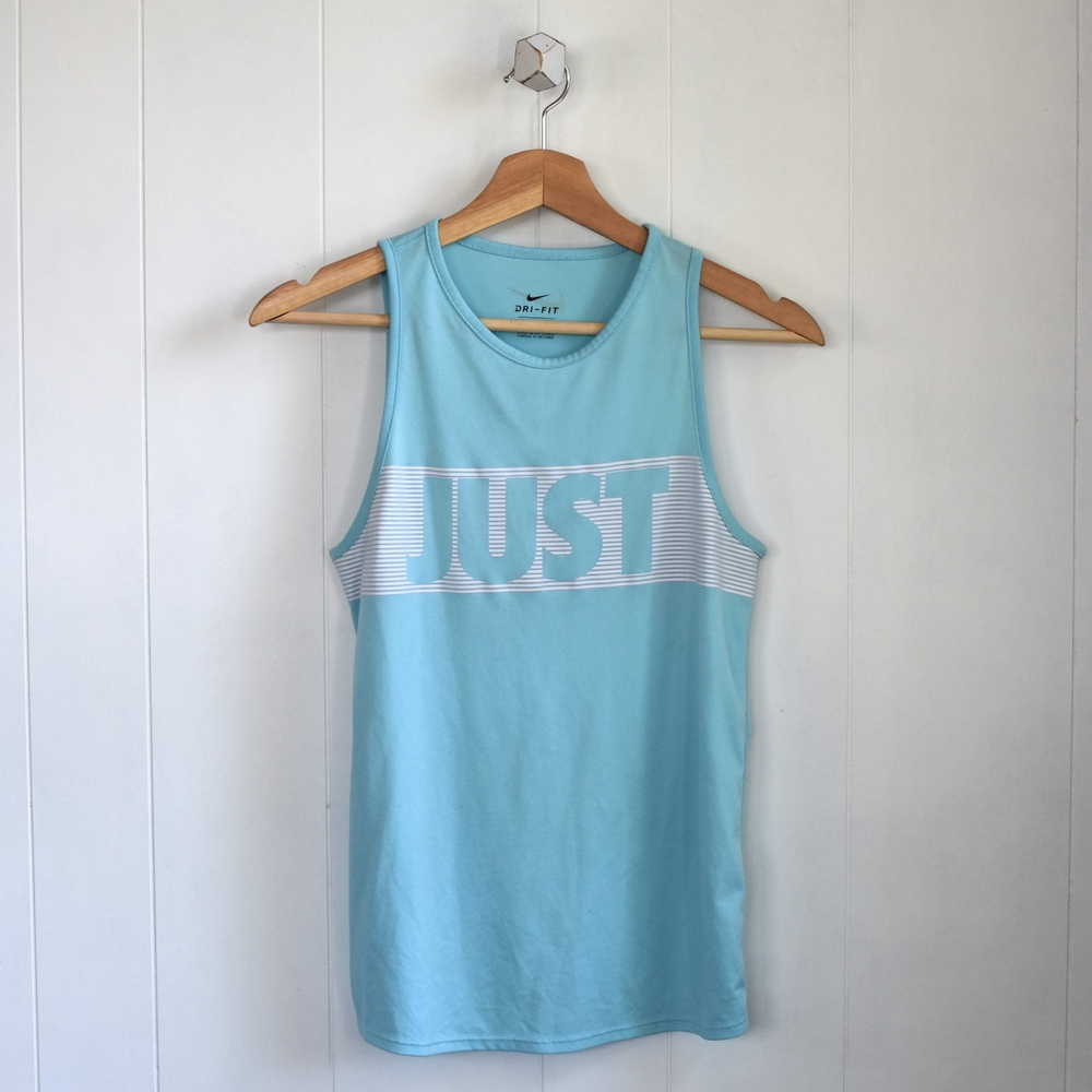 ☆ NIKE Ice Blue Dri-fit 'JUST DO IT' Graphic Tank